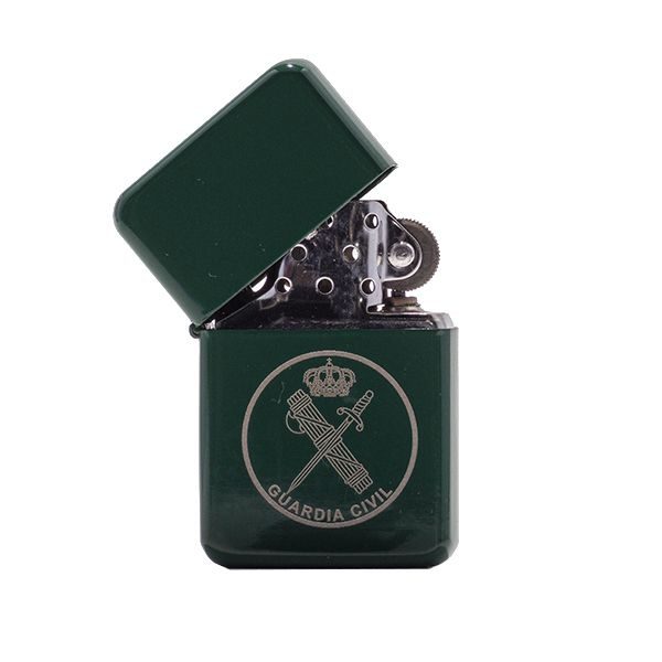 Detalle Mechero Gasolina verde con Emblema Guardia Civil