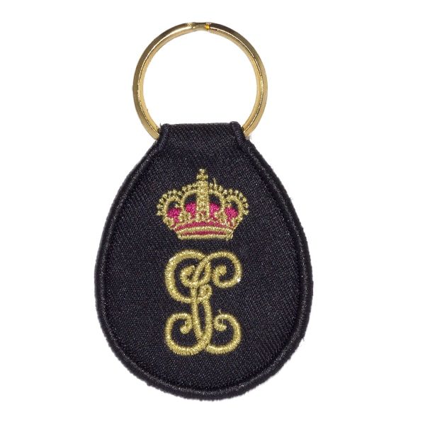 Llavero Iniciales GC bordado color negro