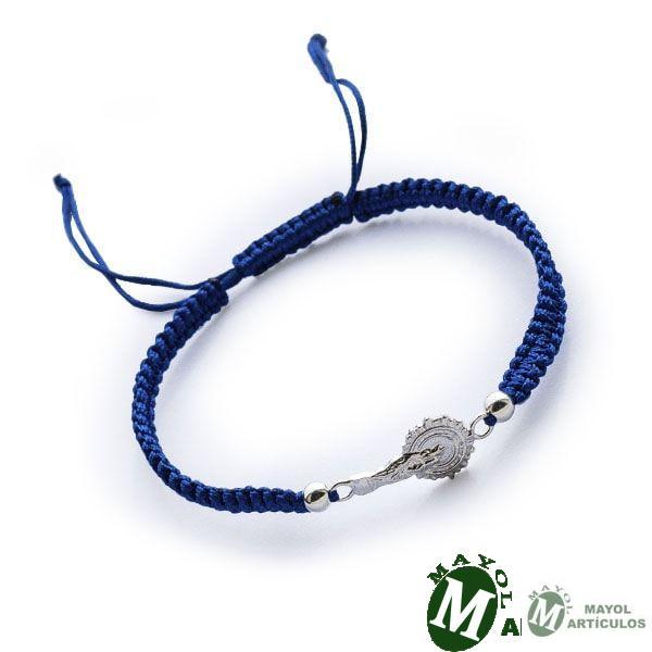 Pulsera en hilo color azul Virgen del Pilar