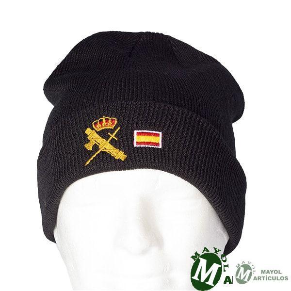 Gorro de Lana color Negro con Emblema y bandera Bordado