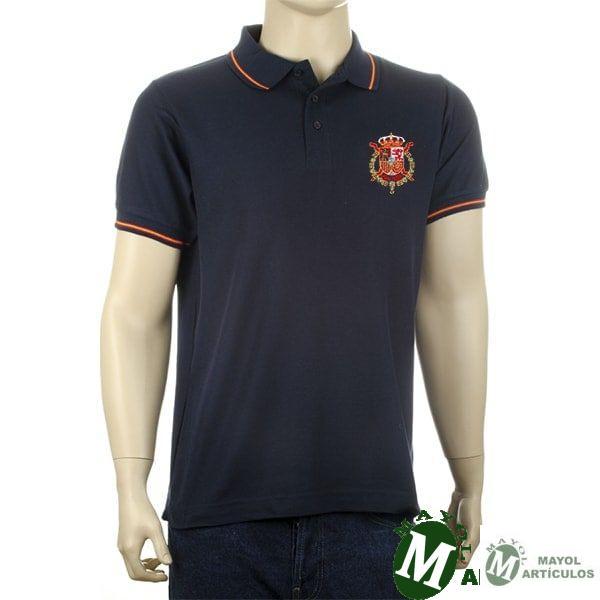 Polo azul Casa Real con detalle bandera en manga y cuello