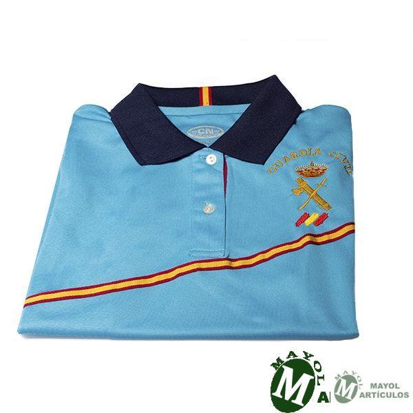 Polo azul para chica con Emblema y detalle bandera