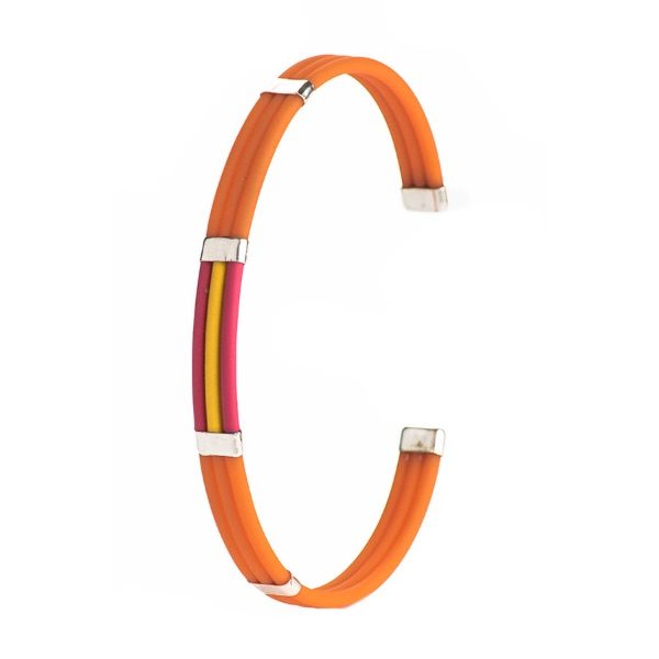 Pulsera Naranja España Hilo Plata de Ley