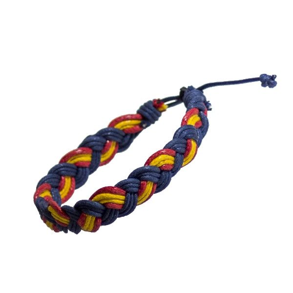 Pulsera trenzada en color azul con bandera España