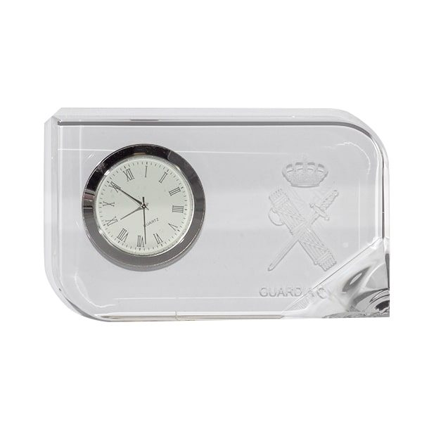 Reloj metacrilato transparente con Emblema grabado