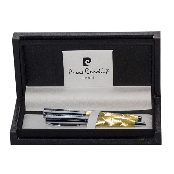 Estuche Elegante Bolígrafo y Pluma color dorado y plata
