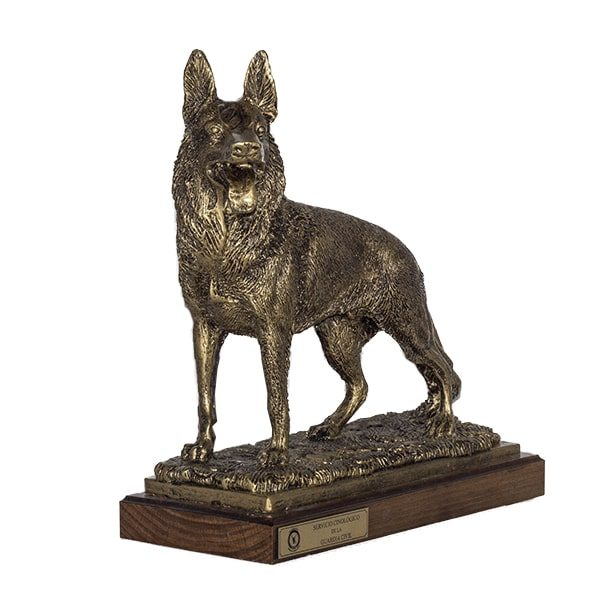Figura Perro Pastor Alemán con placa personalizada