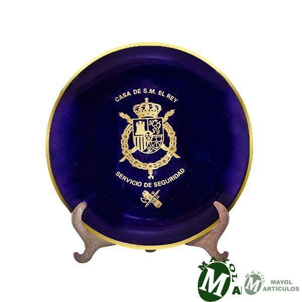 Plato cerámica azul Casa del Rey Servicio de Seguridad