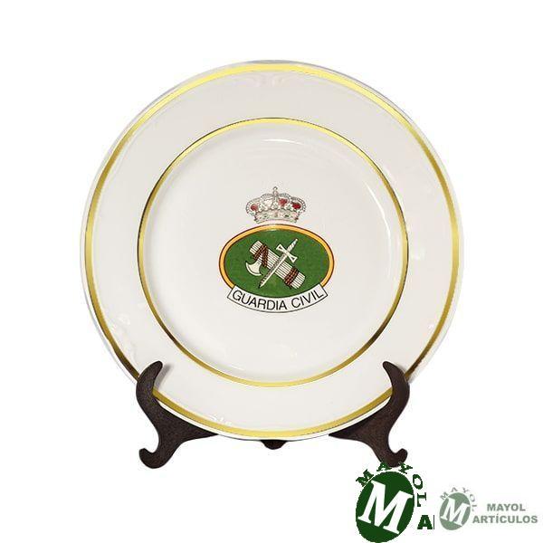 Plato cerámica blanca Emblema Guardia Civil