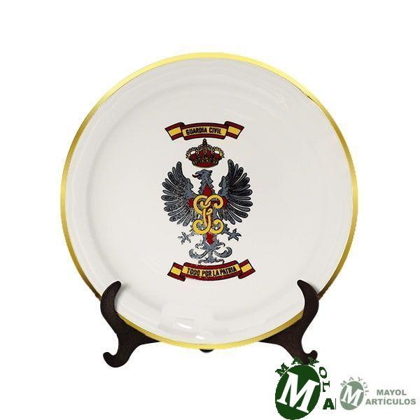 Plato cerámica blanca Águila Guardia Civil