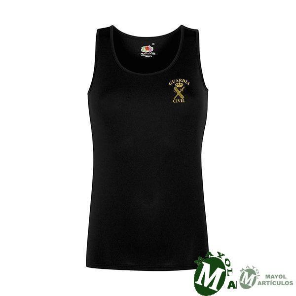 Camiseta negra tirante para chica con Emblema