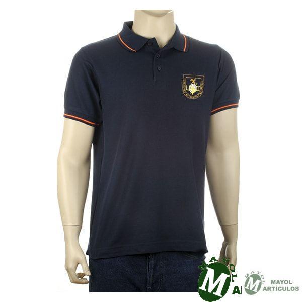 Polo azul UEI con detalle bandera en manga y cuello