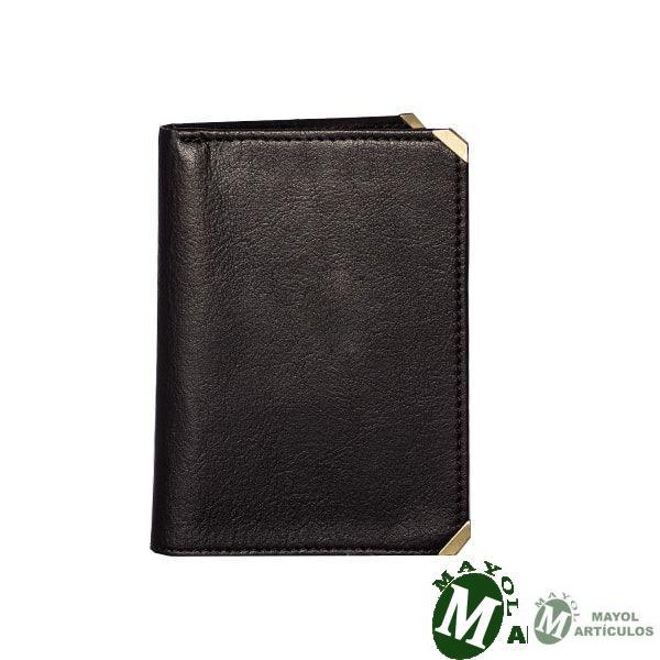 Cartera rural tipo libro con esquinas borde metálico