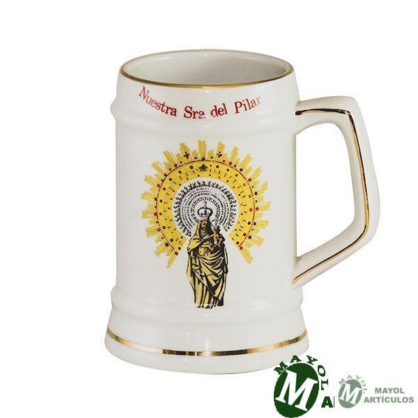 Jarra en cerámica blanca Nuestra señora del Pilar