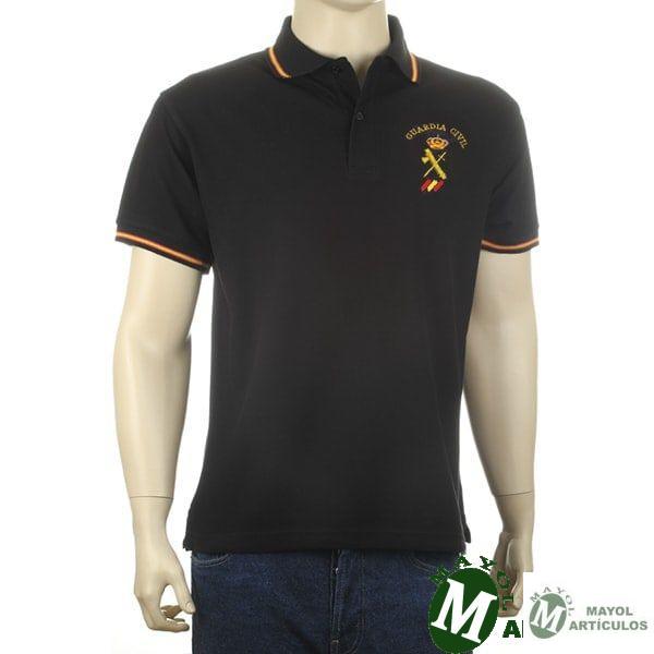 Polo Emblema Guardia Civil color negro con detalle de bandera trazos