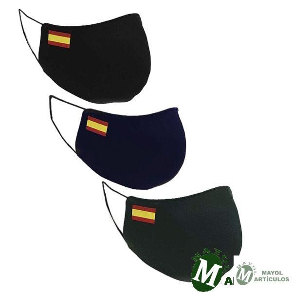 Mascarillas bandera en colores verde, azul y negra