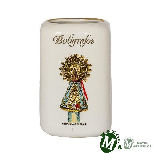 Porta Bolígrafo en cerámica imagen Virgen del Pilar