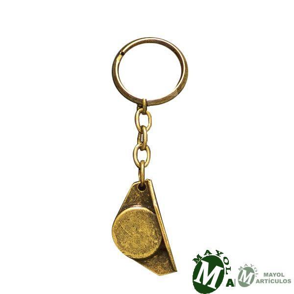 Llavero tricornio en metal color dorado envejecido