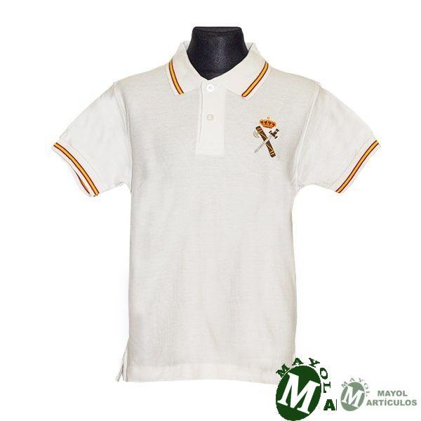 Polo blanco para niño con Emblema Guardia Civil bordado