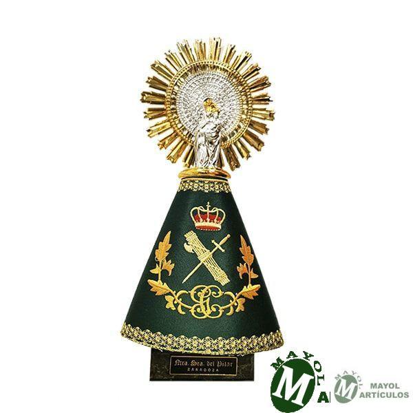 Virgen del pilar con manto bordado Emblema Guardia Civil