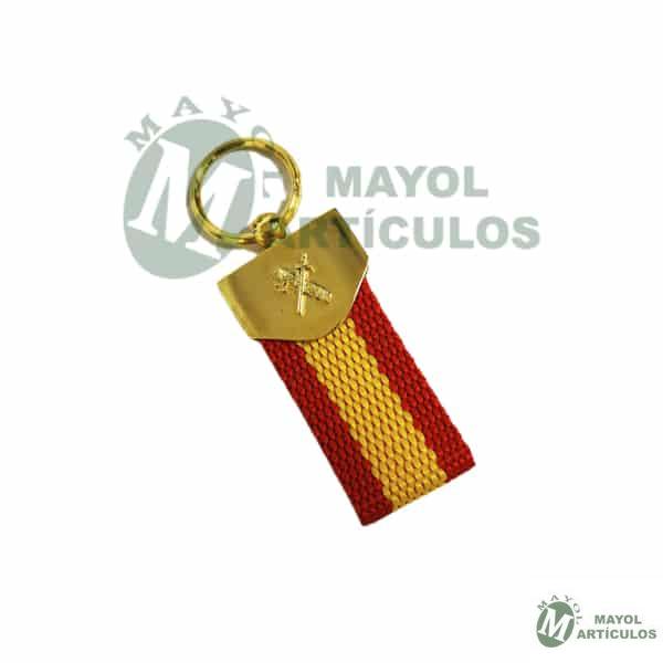 Llavero Imagen Emblema  en material dorado con bandera