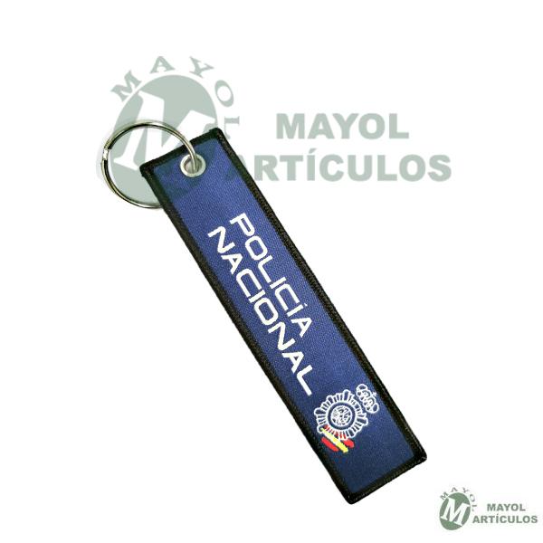 Llavero elaborado en tela  Policía Nacional y España 
