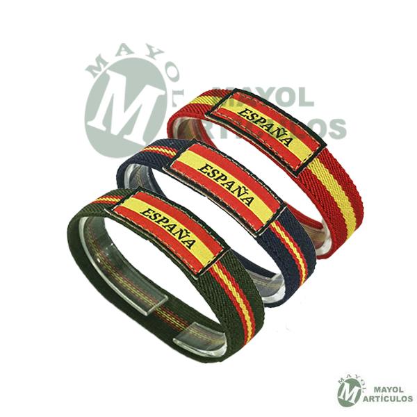 Pulsera Cinta  de tela elástica con la bandera de España. Talla Única 
