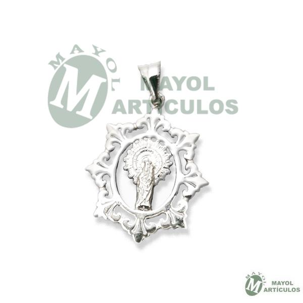 Colgante Virgen del Pilar con Orla  en Plata de ley