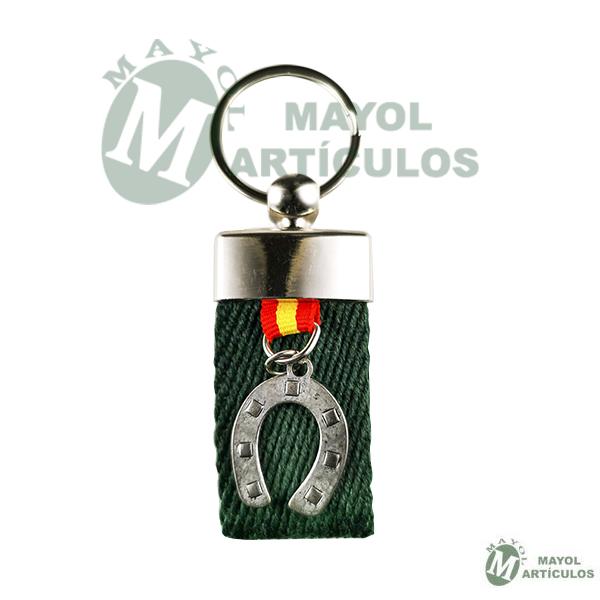 LLavero Color Verde y Bandera España con Herradura.