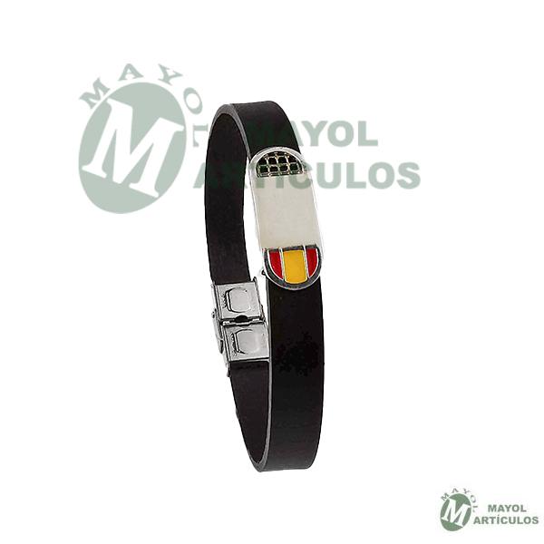 Pulsera en piel con Placa en Plata de Ley  Bandera