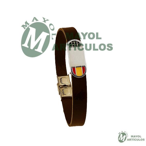 Pulsera en piel con Placa en Plata de Ley Bandera