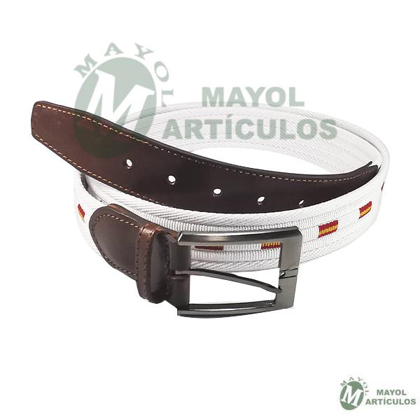 Cinturón en material textil blanco con Bandera España