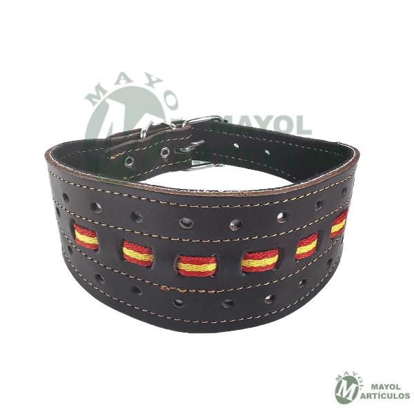 Collar para Galgos elaborado en cuero  con Bandera España