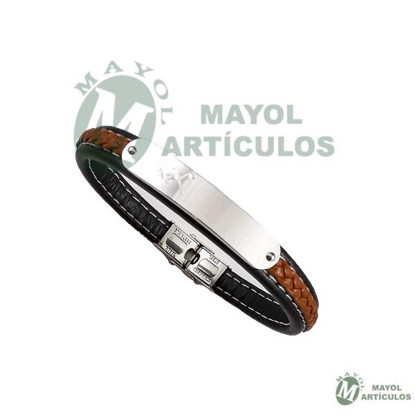 Pulsera Elaborada en Piel y acero para hombre 