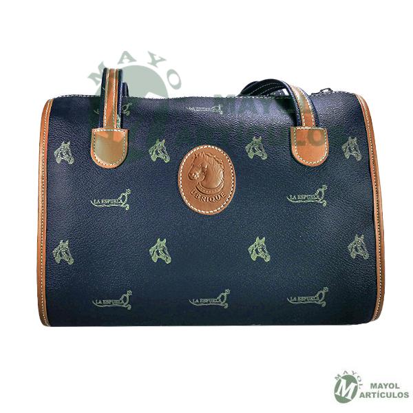 Bolso señora color azul con detalle en piel Cabeza Caballo Ubrique