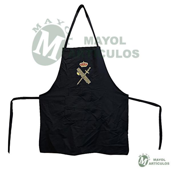 Delantal con emblema Guardia Civil. En tela color negro
