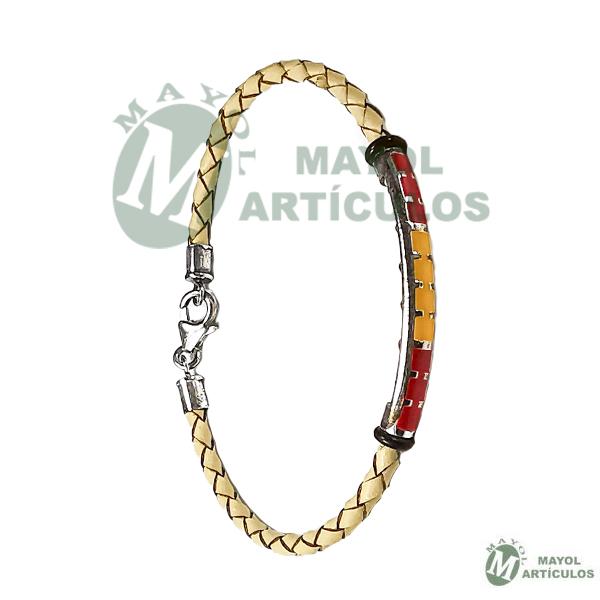 Pulsera en piel trenzada color Blanco
