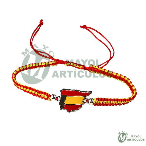 Pulsera en hilo con Mapa de España en Plata de Ley