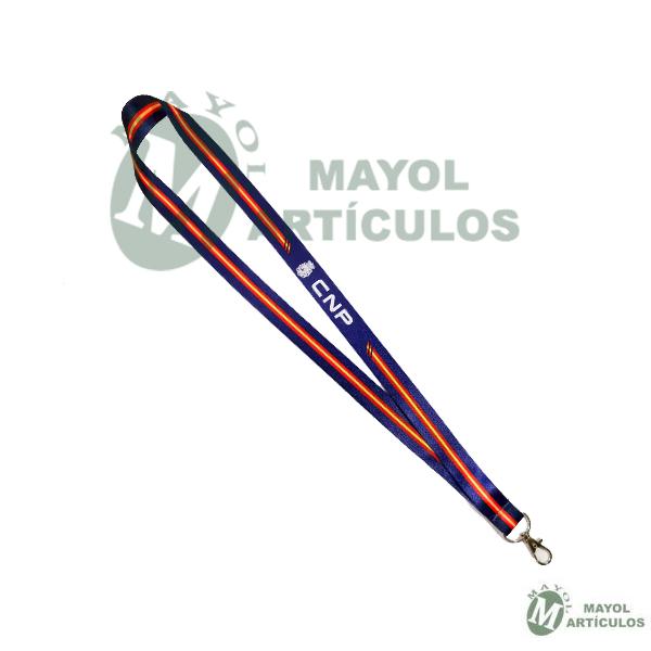 Cinta en nylon para  con mosqueton para colgar  Policia Nacional