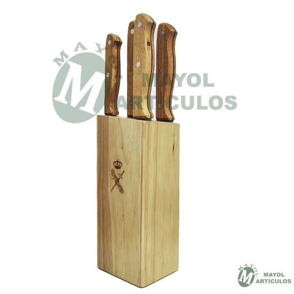 Juego 5 cuchillos con base madera Guardia Civil