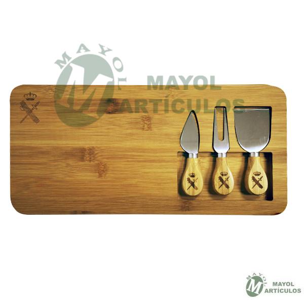 Tabla de cortar con 3 utensilios en Bambú - Acero