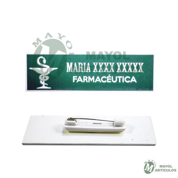 Placa identificativa nombre personal Farmacia - color verde