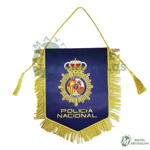 Banderín Grande Policía Nacional Escudo y letras Bordados, abalorios.  Banderin de gran calidad y detalle.
