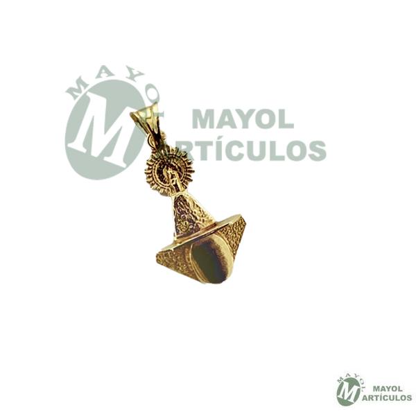 Colgante Mediano Virgen del Pilar y tricornio en Oro.