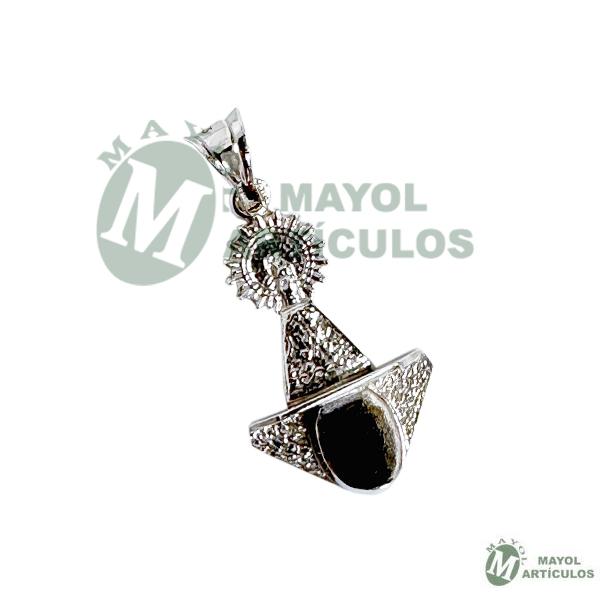 Colgante Virgen del Pilar y tricornio en Plata de ley