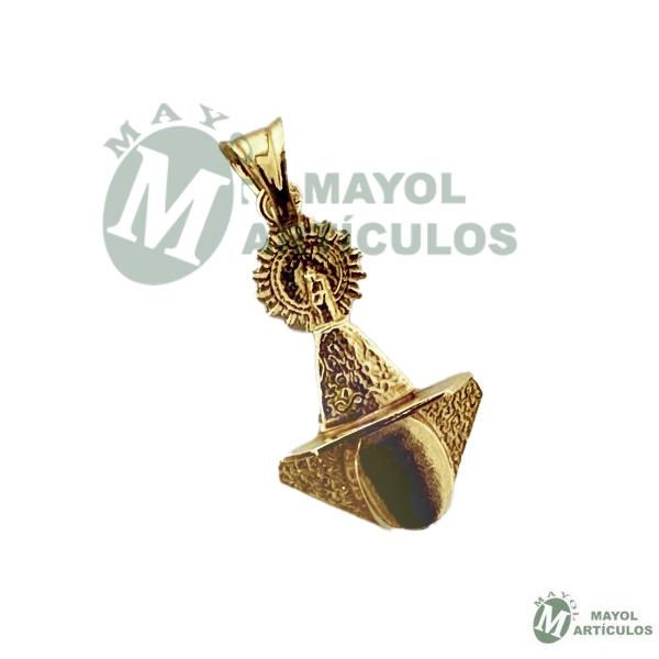 Colgante Grande Virgen del Pilar y tricornio en Oro