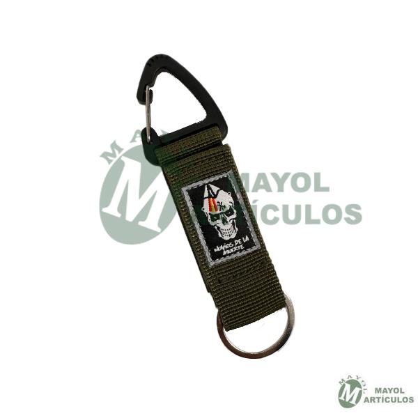 Llavero de mosquetón Legión  , resistente y ligero elaborado en material textil con velcro