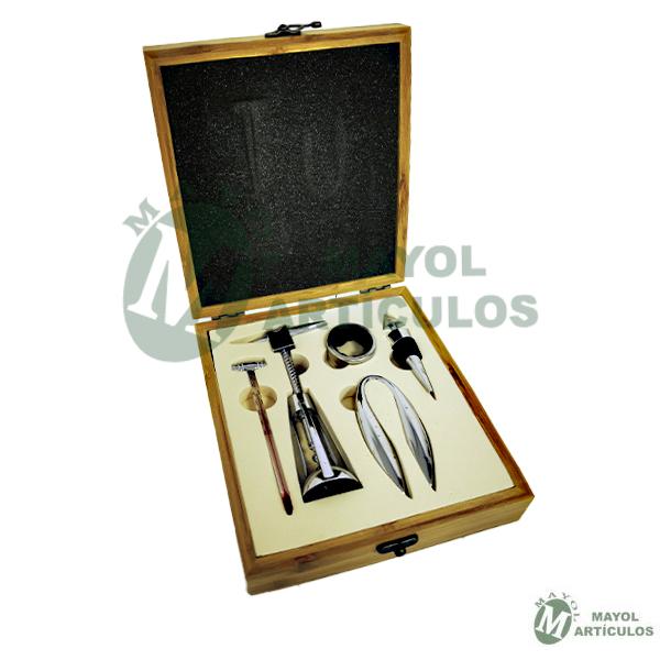 Set de vinos acabado en madera bambú. Grande