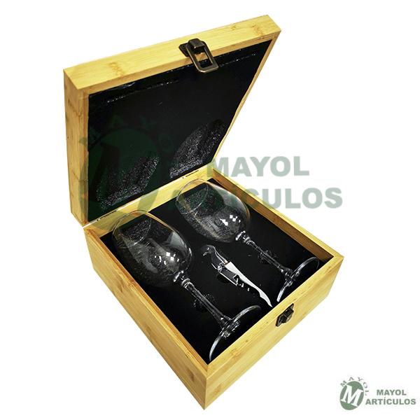 Set de 2 copas en estuche de bambú