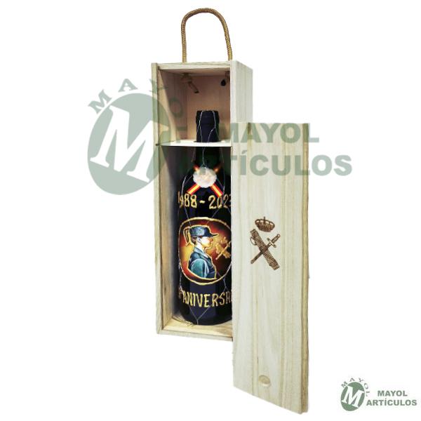 Caja de madera natural con tapa corrediza, Asa de cuerda para transporte.